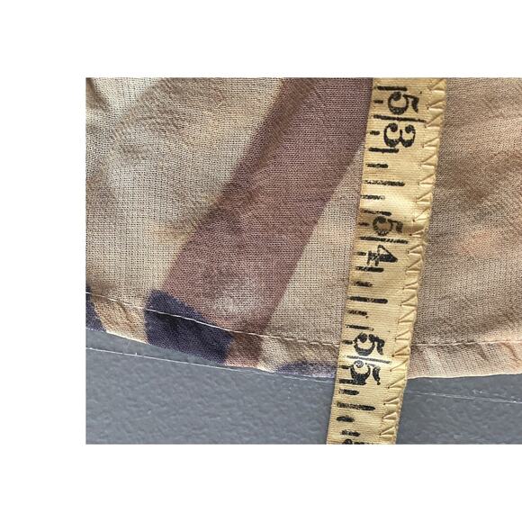 Vintage 90s Tan Gray Maxi Dress Earth Tones Abstract Leaf Boho Fairy Whimsy M - Picture 10 of 12